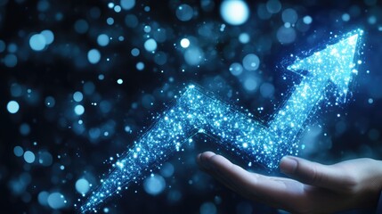Poster - Hand Holding Glittering Arrow Signifying Growth and Success