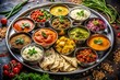 © prapatsorn - Vibrant Indian Thali Platter: Delicious Vegetarian & Non-Vegetarian Cuisine Photography