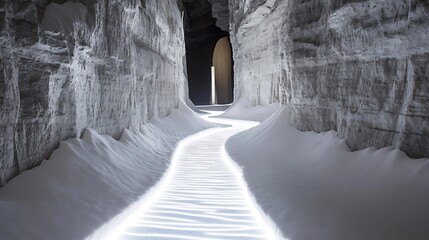 Aufkleber - White cave with light path.