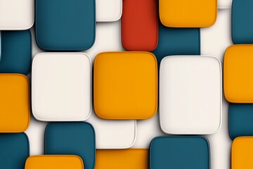 Fototapete - A modern geometric poster design featuring stacked rectangular blocks, arranged in a rhythmic pattern with bold contrasting colors