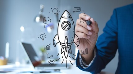 Poster - Startup Business Growth Chart: Upward Trend, Improved Development, ROI