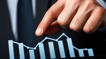 Poster - Businessman Analyzing Financial Data Graph with Touch Screen Device