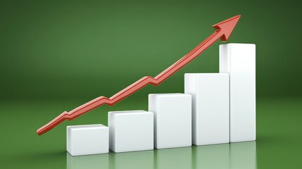 Poster - Chart Showing Growth Trend with Green Background and Red Arrow