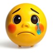 © Bay - A yellow emoji expresses deep sadness, featuring large eyes, blushing cheeks, and a single tear, representing various emotions like worry and embarrassment