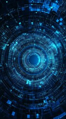 Aufkleber - abstract, background digital design featuring circular patterns and glowing blue elements.