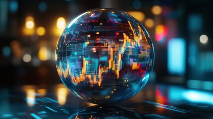 Poster - Abstract Digital Globe with Stock Market Data and Trading Charts