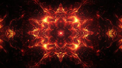 Poster - Fiery Abstract Background with Intricate Patterns and Bright Colors
