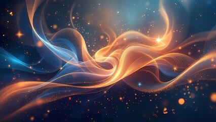 Poster - Dynamic Abstract Background with Energy Waves and Glowing Flames
