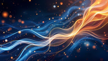 Poster - Abstract Fractal Waves in Space with Glowing Energy and Dynamic Motion
