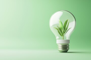 Poster - light bulb with a plant inside, symbolizing eco-friendly energy and sustainability.