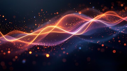 Poster - Glowing fractal lines weave through a vibrant blue and black space, creating a mesmerizing backdrop of energy and motion