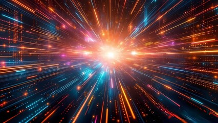 Poster - A bright blue fractal starburst explodes with light and energy