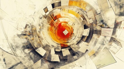 Leinwandbilder - Swirling vortex of documents and data in a dynamic abstract form. Generative AI