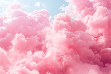 Poster - Pink cloudscape filling the sky with pastel hues and sunlight