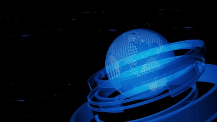 Wall Mural - Technology Digital HUD, Globe network, Digital data connection futuristic blue and color abstract background 3d rendering animation 4k