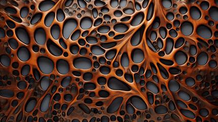 Wall Mural - Brown and black patterned surface with many holes