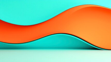 Poster - Vibrant Teal and Orange Abstract Design, a captivating blend of shapes and textures creating a colorful backdrop, ideal for digital art enthusiasts and modern decor.
