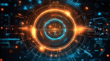Poster - abstract, background digital design featuring circular patterns and glowing elements.