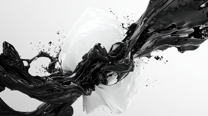Poster - Monochrome Harmony, an intricate interplay of bold black and white shapes, creating a striking visual rhythm that captivates the eye with its dynamic contrast and elegance.