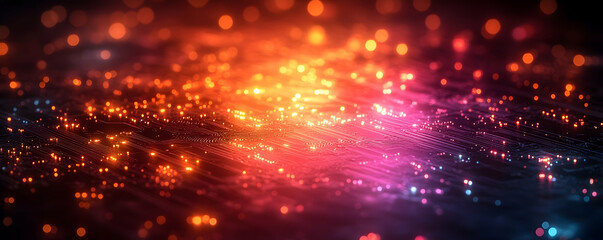 Poster - Abstract representation of glowing circuits and data flows in a digital space.