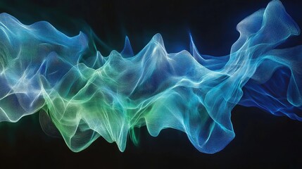 Aufkleber - Abstract wave-like lines in shades of blue and green, forming a flowing, dynamic background.