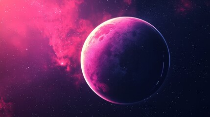 Canvas Print - a vibrant, cosmic scene featuring a purple planet amidst a starry background.