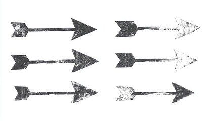 Poster - Grunge Arrows on White Background, hand-drawn arrows in a textured style, contrasting against a clean white backdrop, ideal for design projects or creative concepts.