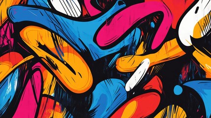 Poster - Dynamic line background with chaotic overlapping scribbles in vibrant colors, symbolizing creativity.