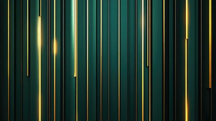 Poster - Elegant background with golden vertical lines spaced evenly on a deep emerald green base.