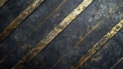 Poster - Elegant background with thin, golden diagonal lines on a deep black surface, symbolizing luxury.