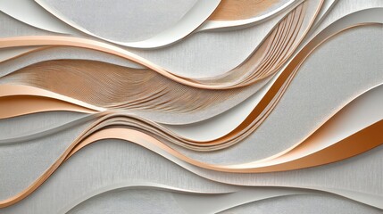 Aufkleber - Elegant line background with subtle wave patterns in metallic tones on a light gray backdrop.