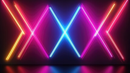 Poster - Futuristic line background with glowing neon lines forming a grid pattern on a dark background.