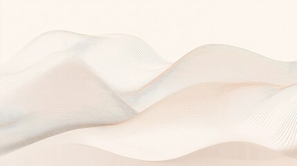 Aufkleber - Minimalist line background featuring continuous, curving waves in neutral tones on a plain base.