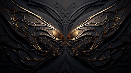 Poster - Gold butterfly with black wings