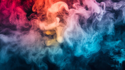 Poster - Colorful smoke swirling in a dark background at a creative event.