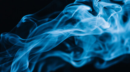 Poster - Blue smoke swirling in the darkness creating a mystical atmosphere.