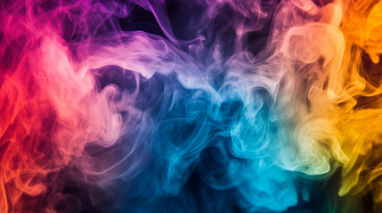 Poster - Colorful smoke swirling in abstract patterns with vibrant hues and textures.