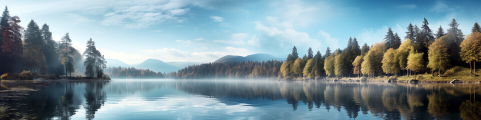 Wall Mural - Lake with a forest in the background