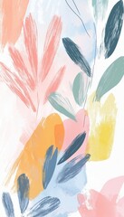 Poster - Abstract Floral Pattern with Soft Colors and Brushstrokes for Creative Design Projects and Backgrounds