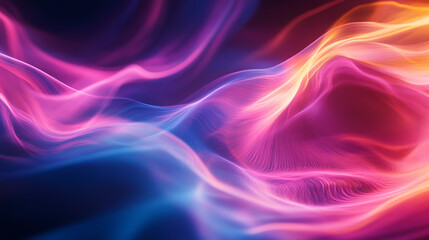 Poster - Colorful abstract waves flow in vibrant patterns at night.