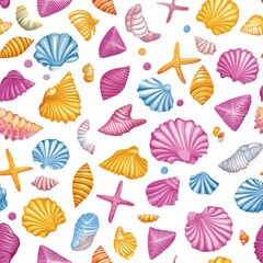 Wall Mural - Cute Simple Seamless Sea Shell Patterns and Prints for Decor