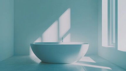 Poster - Spacious and Modern Bathroom With Bright Natural Light and Elegant Freestanding Bathtub
