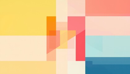 Poster - Abstract geometric composition with vibrant colors, shapes, and patterns creating a modern artistic background
