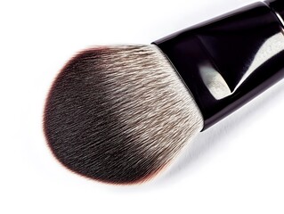 High-resolution make-up brush, isolated on white background, top view, realistic photo.