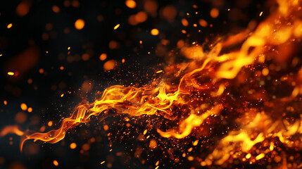 Poster - Vibrant flames dancing against a dark background creating a mesmerizing effect.