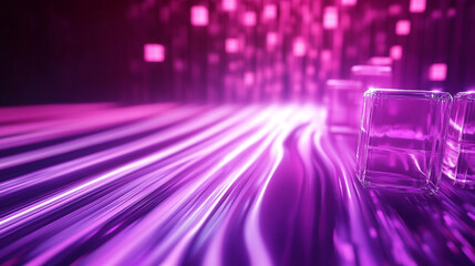 Poster - Dynamic purple waves andlass shapes create a captivating visual effect.