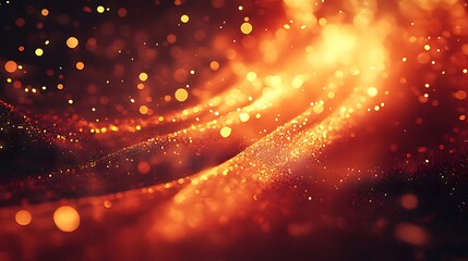 Poster - Abstract gold and red glittering fabric texture with bokeh lights.