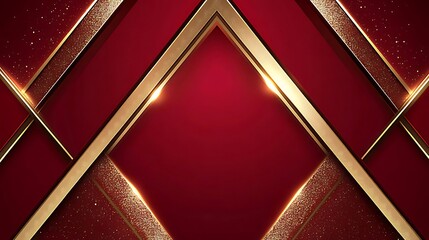 Poster - Abstract red and gold geometric background with glittering texture.