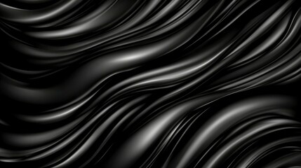 Wall Mural - Abstract Black Liquid Swirls Elegant Dark Background Texture