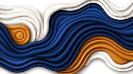 Wall Mural - Abstract Swirling Waves of Blue, White, and Gold Elegant and Luxurious Background